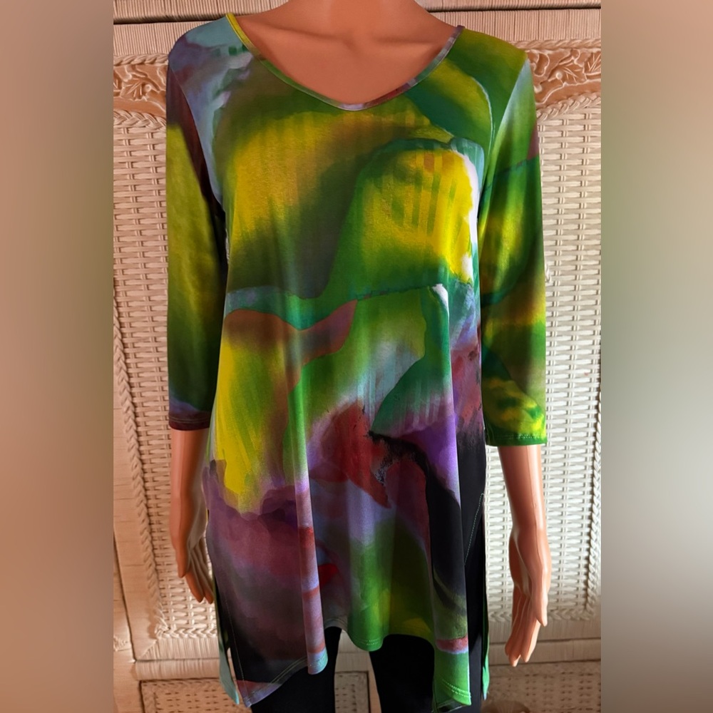Clara Sun Woo Colorful Abstract Tunic Top Size XS